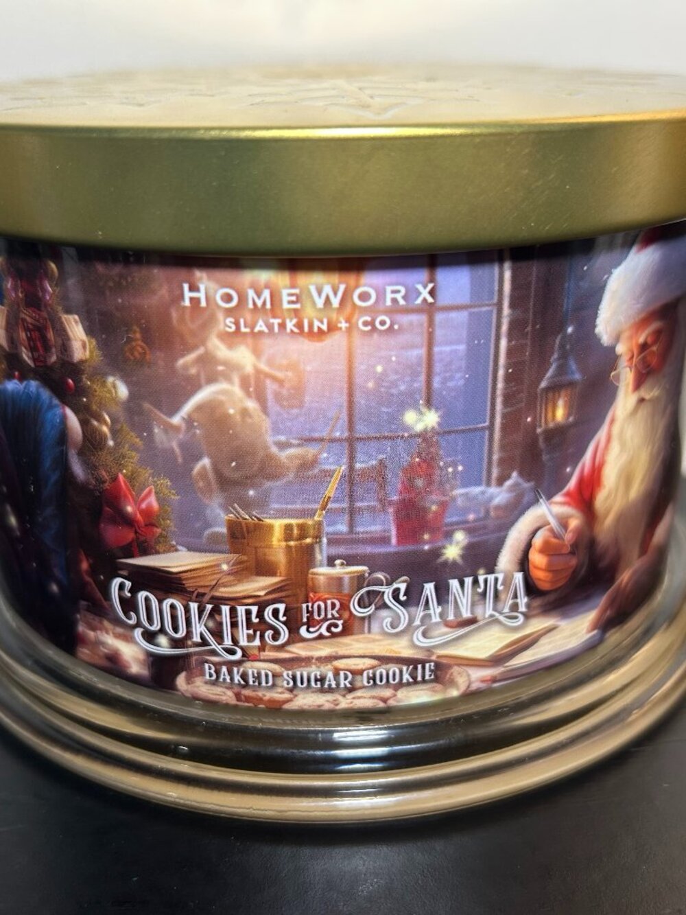 HomeWorx by Slatkin Cookies for Santa 4-Wick 18oz Candle NEW